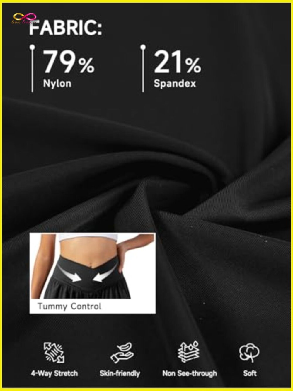 Athletic Running Shorts with Pockets Crossover Butterfly Flowy Skorts 2-in-1 - Picture 6 of 7